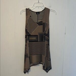 Jostar Chic Asymmetrical Geometric Tunic in Black and Tan 0029